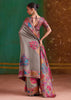 Taupe Grey Woven Cotton Kashmiri Jamewar Saree