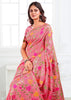 Peach Pink Woven Linen Cotton Silk Saree