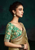 Golden Green Designer Tissue Silk Saree With Printed Blouse