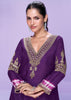 Dark Purple A-Line Embroidered Kurta