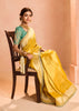 Haldi Yellow Woven Banarasi Designer Tissue Silk Saree With Embroidered Blouse