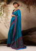 Coral Blue Woven Kanjivaram Silk Saree