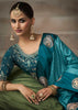 “Exclusive Offer” : Teal Blue Woven Banarasi Satin Silk Saree