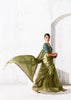 Olive Green Embroidered Designer Silk Saree
