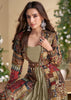 Golden Green Shrug Style Anarkali with Embroidered Work