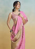 Prism Pink Woven Banarasi Linen Silk Saree