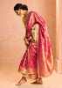 Paradise Pink Woven Banarasi Designer Tissue Silk Saree With Embroidered Blouse