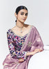 Opera Mauve Designer Organza Tissue Silk Saree With Printed Blouse