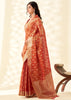 Rust Orange Woven Linen Tissue Silk Saree