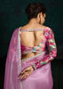 Spring Purple Designer Tissue Silk Saree With Printed Blouse