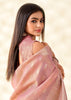 Mellow Pink Woven Linen Tissue Silk Saree