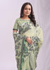 Pistachio Green Woven Cotton Linen Silk Saree