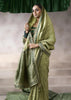 “Exclusive Offer” : Sage Green Banarasi Designer Saree With Embroidered Blouse