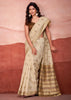 Cream Beige Woven Cotton Silk Saree