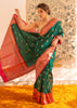 Peacock Bloom: Banarasi Meenakari Saree in the shade of Emerald Green