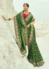 Pine Green Woven Georgette Bandhej Designer Saree