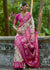 Cream And Pink Woven Kashmiri Jamewar Silk Saree