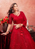 Poppy Red Net Embroidered Bridal Lehenga