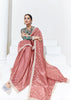 Shiny Peach Designer Organza Tissue Silk Saree With Printed Blouse