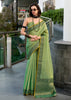 Meadow Green Woven Linen Tissue Silk Saree