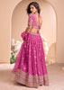 Carnation Pink Embroidered Party Wear Lehenga With Dupatta