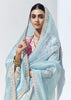 Sterling Blue Designer Organza Tissue Silk Saree With Printed Blouse