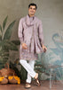 Lilac Purple Sequence Embroidered Cotton Kurta With Dupatta
