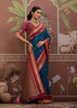 Nautical Blue Woven Banarasi Tussar Silk Saree