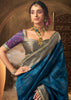“Exclusive Offer” : Peacock Blue Woven Banarasi Silk Saree