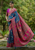 Swedish Blue Woven Kashmiri Jamewar Silk Saree