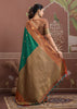 Hunter Green Woven Tussar Silk Saree