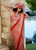 Coral Peach Woven Cotton Linen Saree