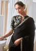 Pre Order: Jet Black Designer Silk Saree