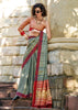 Frosty Green Woven Cotton Linen Saree