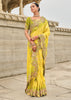 Blazing Yellow Woven Banarasi Designer Silk Saree With Embroidered Blouse