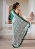 Antique Green Printed Satin Silk Saree