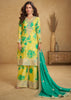 Yellow And Green Embroidered Plazzo Set