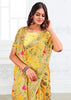 Vibrant Yellow Woven Linen Cotton Silk Saree