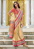 Elegant Beige Tissue Banarasi Silk Saree with Contrast Border