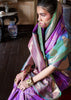 Mystic Teal & Purple Dual Tone Bronze Zari Woven Banarasi Silk Saree