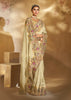 Elegant Cream Designer Embroidered Silk Saree