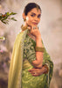 Greenery Green Banarasi Designer Silk Saree With Embroidered Blouse