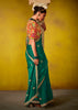 Ultramarine Green Woven Embroidered Chiffon Saree