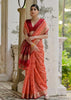 Orange Peach Woven Patola Silk Saree