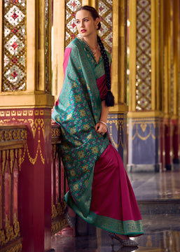 Wine Purple Woven Banarasi Silk Saree