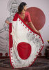 Red And White Printed Satin Silk Saree
