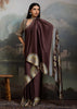 Chocolate Brown Printed Satin Silk Saree