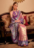 Peach Pink Woven Banarasi Tissue Silk Saree