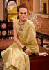 Cream Beige Woven Banarasi Tissue Silk Saree