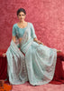 Aqua Blue Embroidered Designer Saree